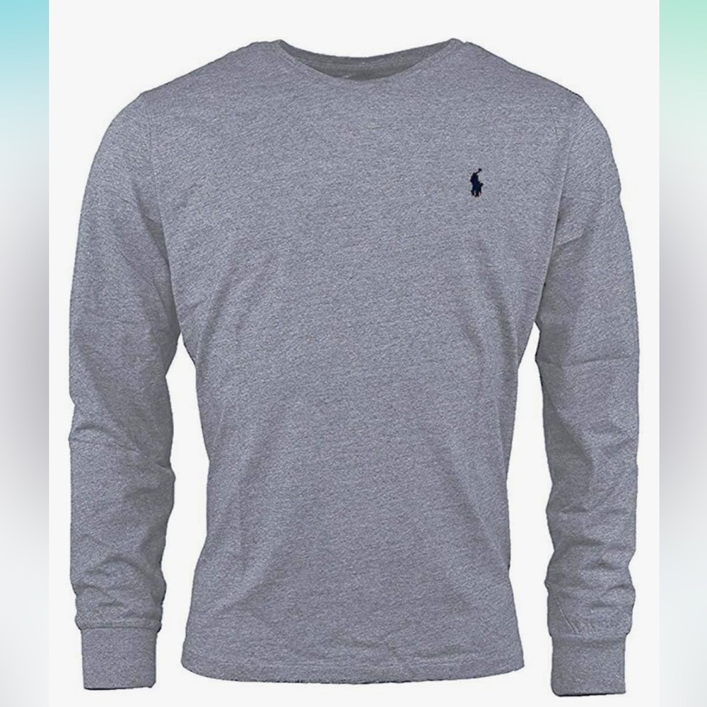 Polo Ralph Lauren Men's Crew Neck Long Sleeve Tee Shirt Heather Blue Size Small